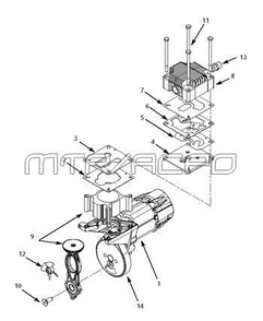 Pump Parts Diagram and Parts List for  Campbell Hausfeld Compressor